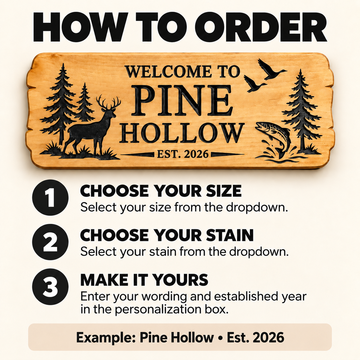 Engraved Wooden Cabin Sign | Personalized | Rustic