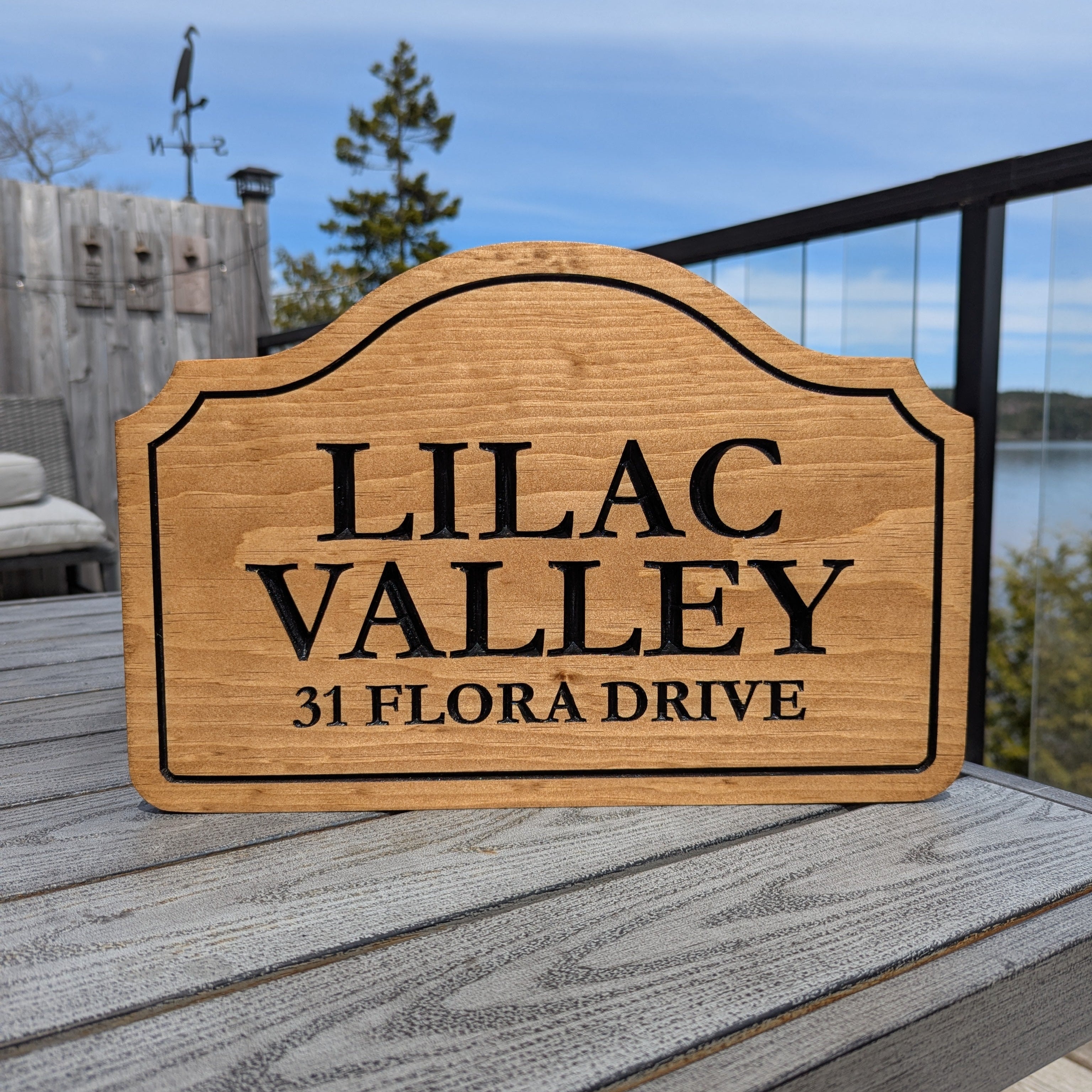 Personalized Curved Top Address Sign – Riverside Creations NB