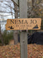 Custom Cabin Wood Sign: Personalized Outdoor Sign with Fisherman graphics.