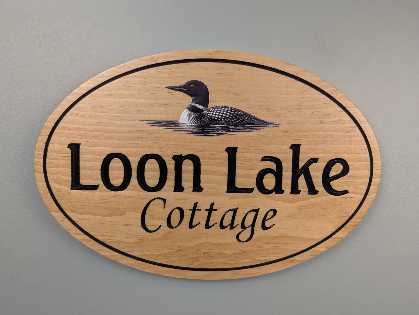 Personalized Engraved Oval Address Sign with full color designs : Custom Wood Plaque.