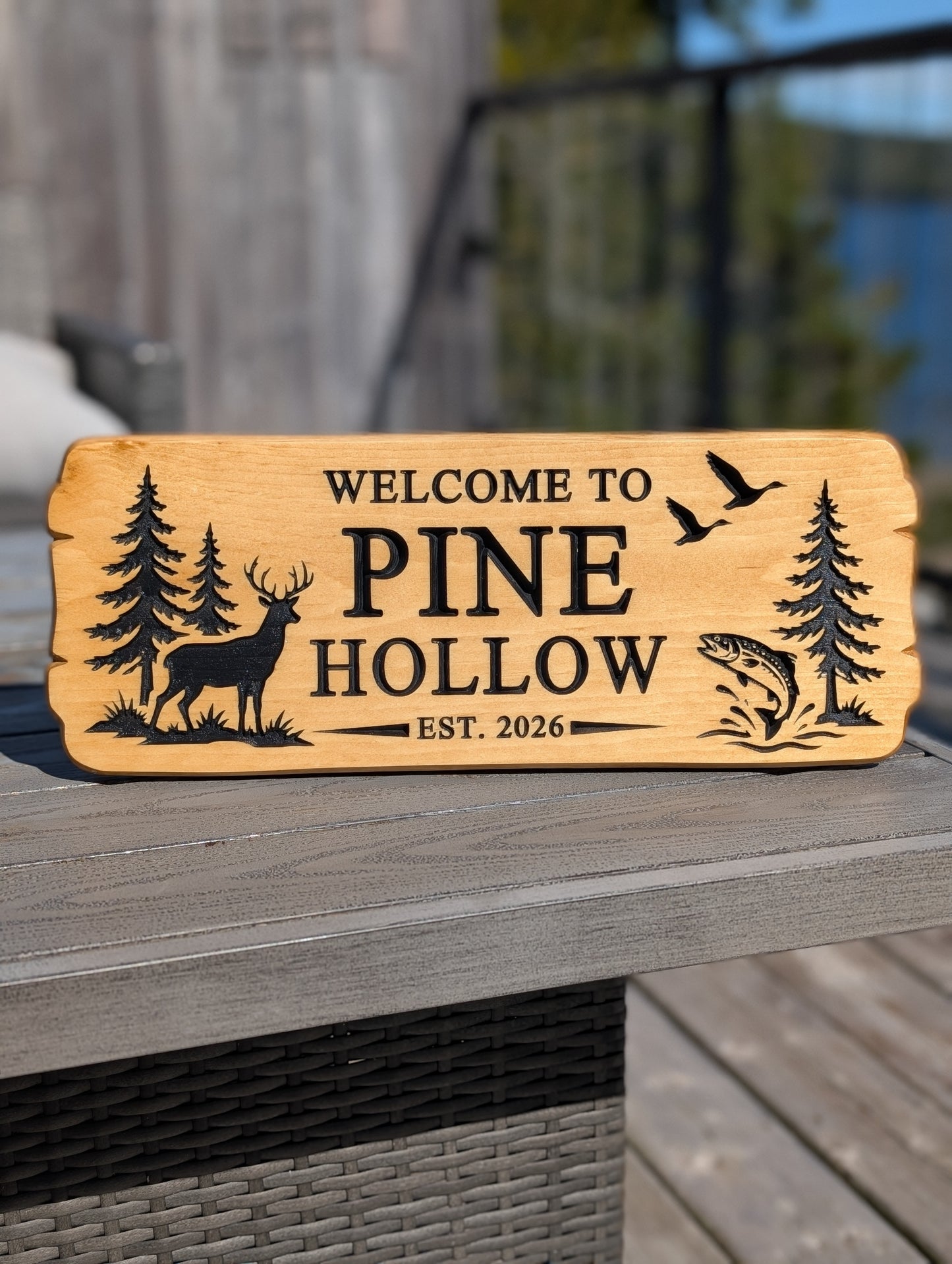 Engraved Wooden Cabin Sign | Personalized | Rustic