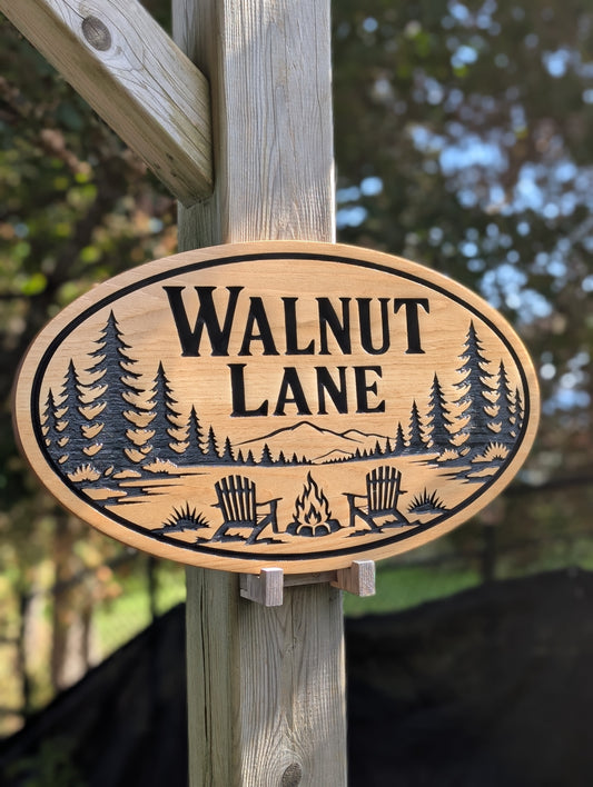Wooden Engraved Fireside Forest Sign | Personalized