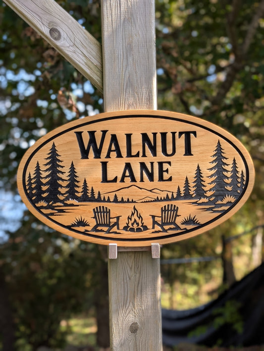 Wooden Engraved Fireside Forest Sign | Personalized