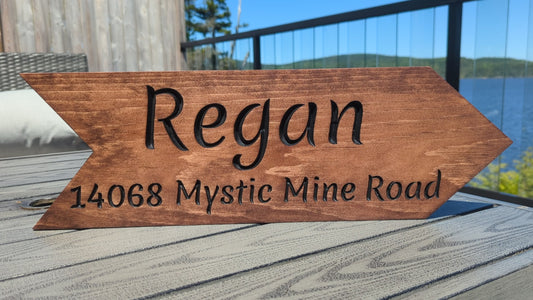 Wooden Engraved Arrow Sign