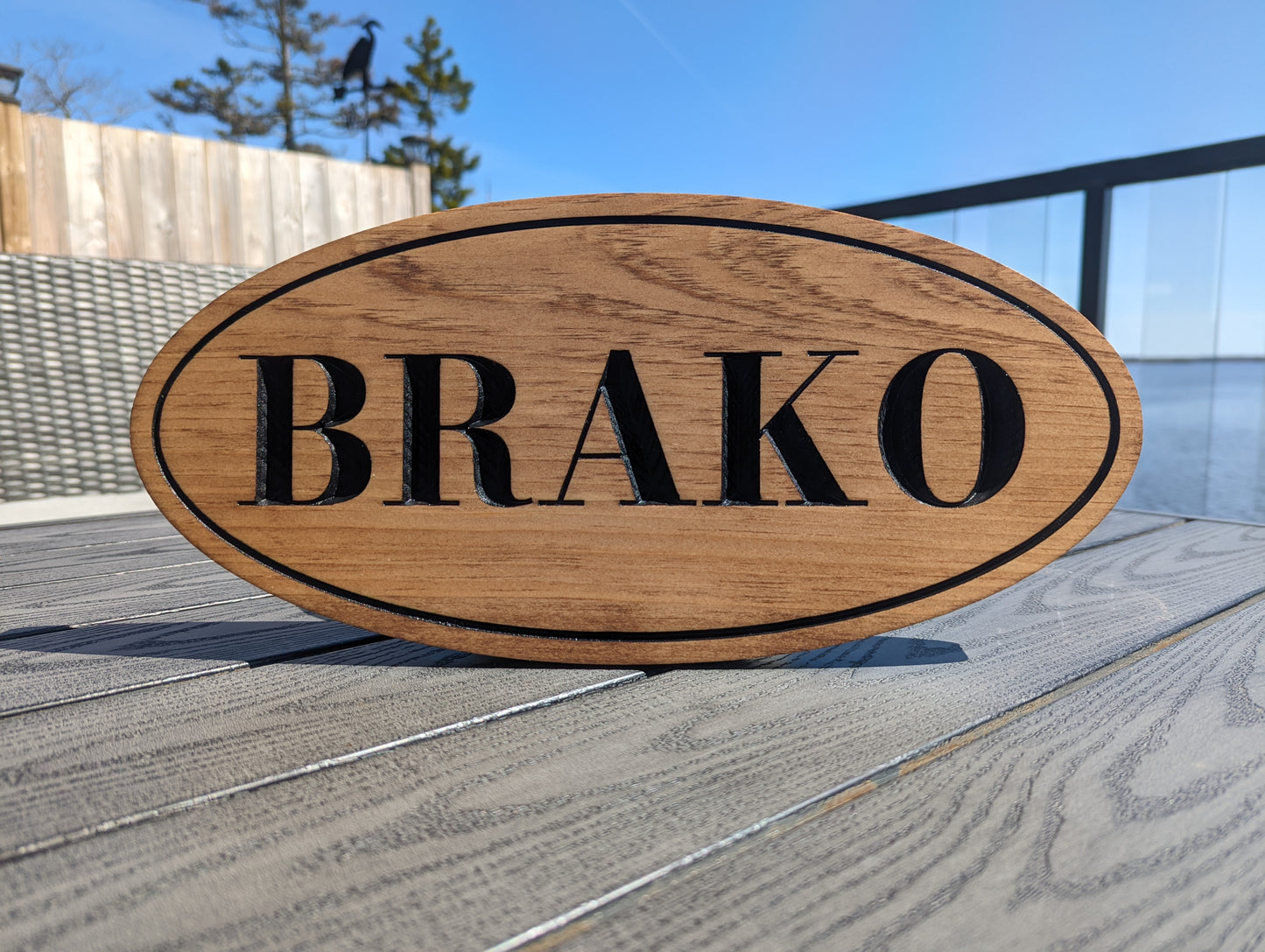 Wooden Engraved Oval Sign