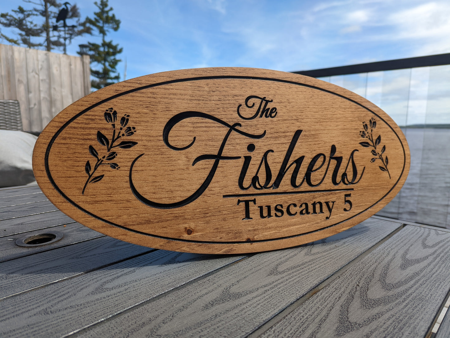 Wooden Engraved Oval Sign