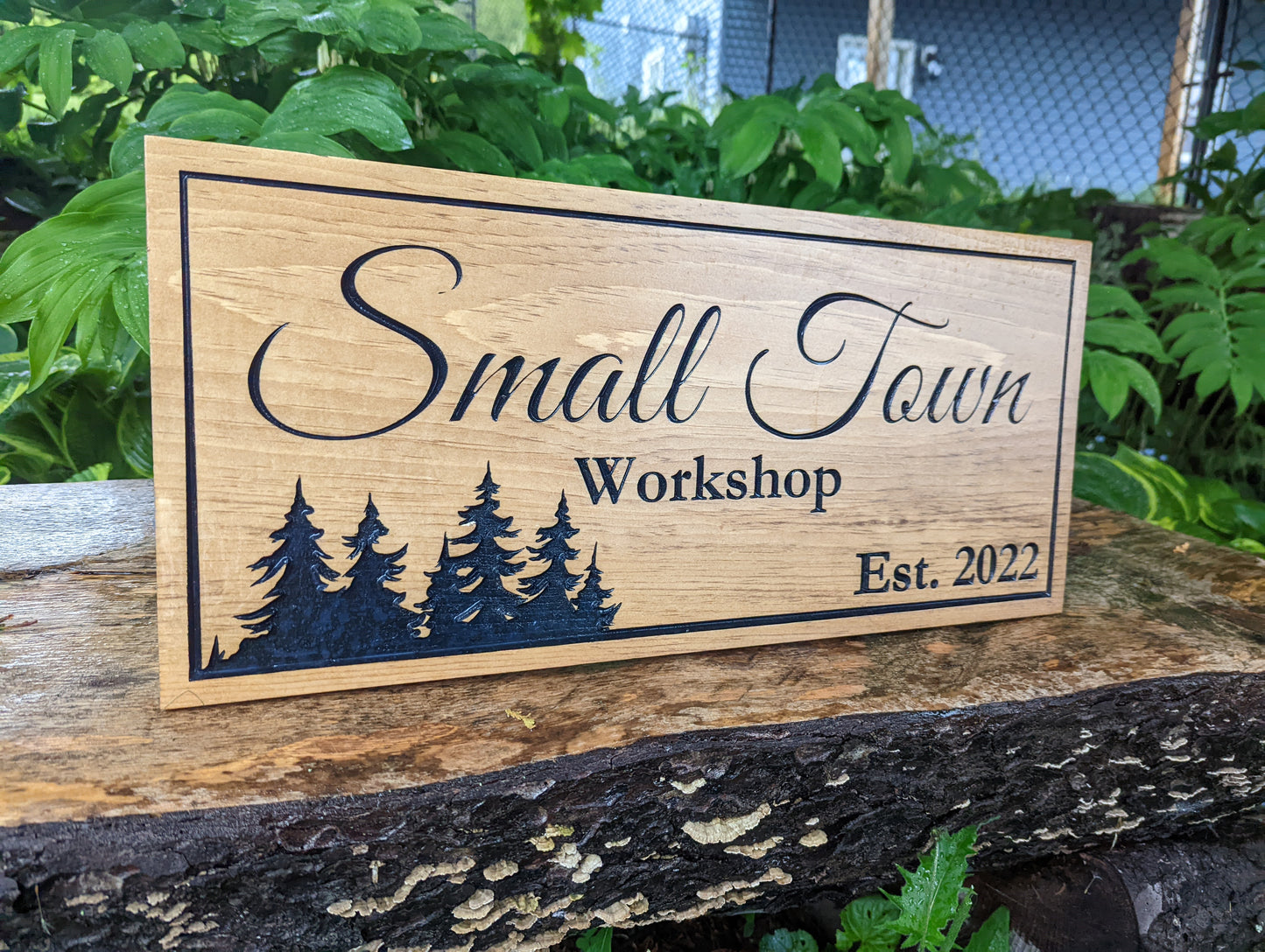 Wooden Engraved Rectangle Sign