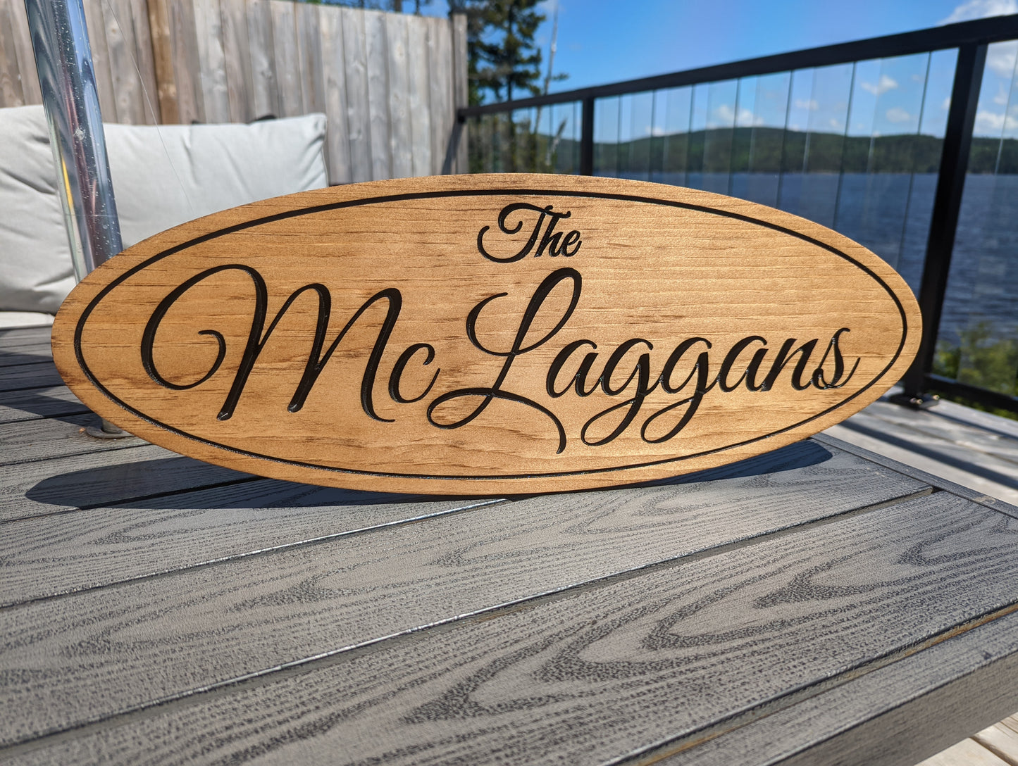 Wooden Engraved Oval Sign