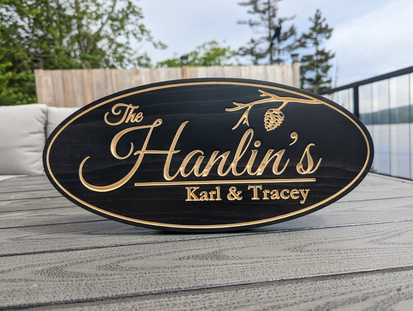 Wooden Engraved Oval Sign