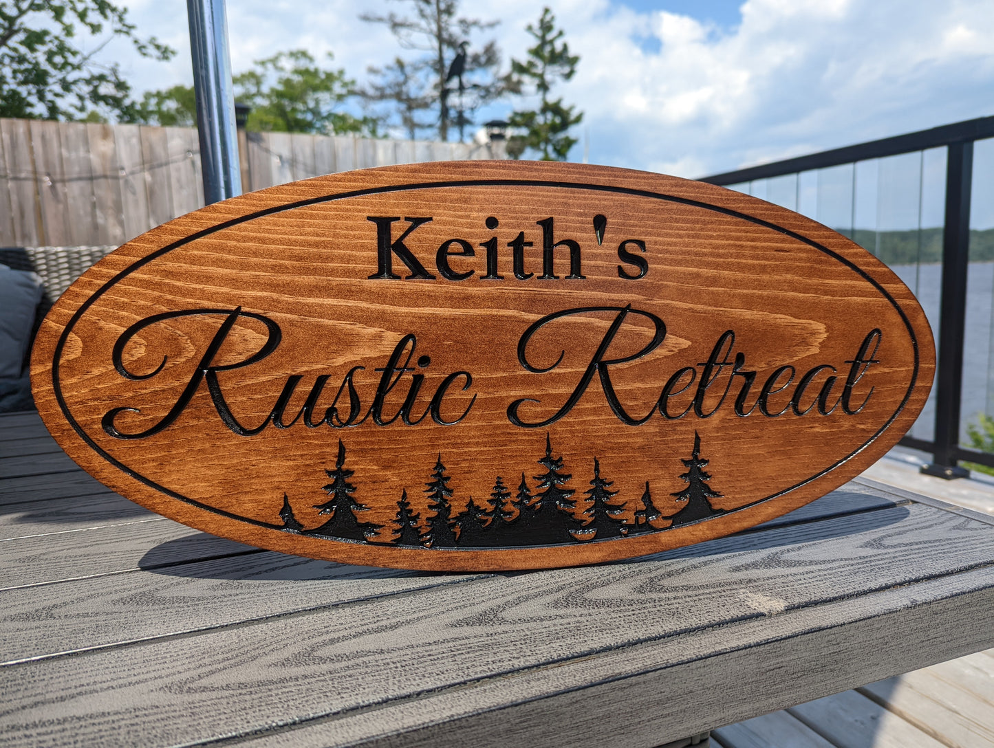 Wooden Engraved Oval Sign