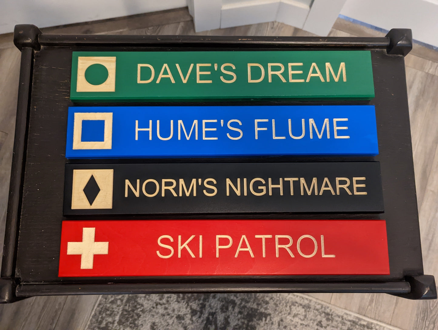 Wooden Engraved Ski Sign