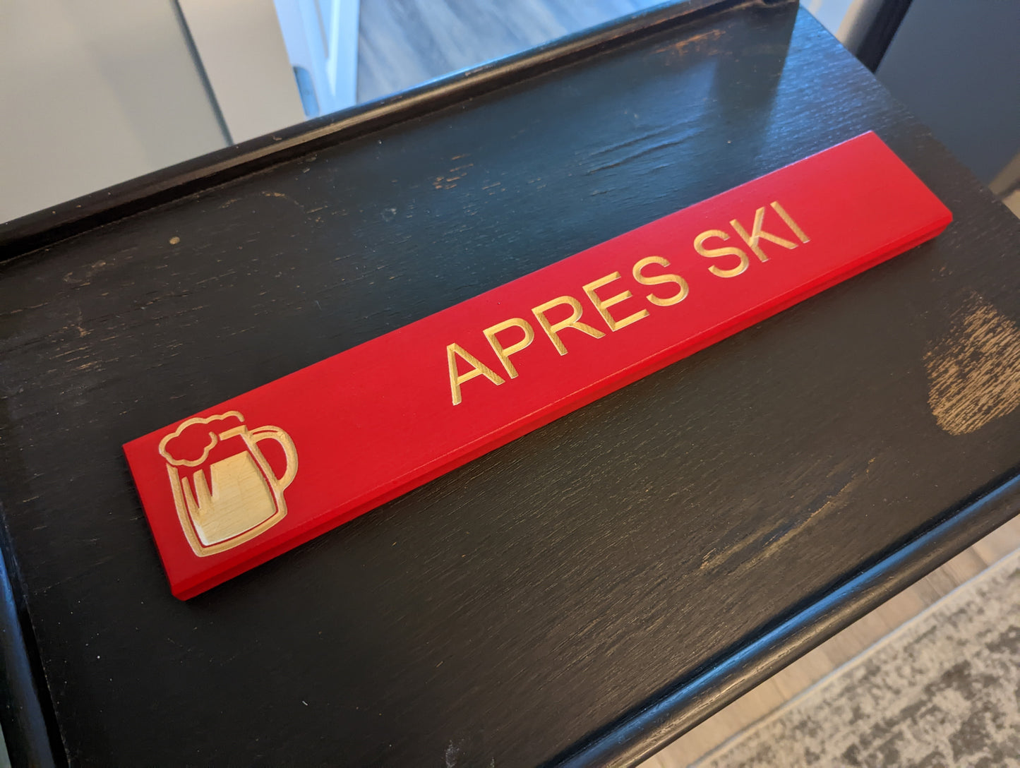 Wooden Engraved Ski Sign