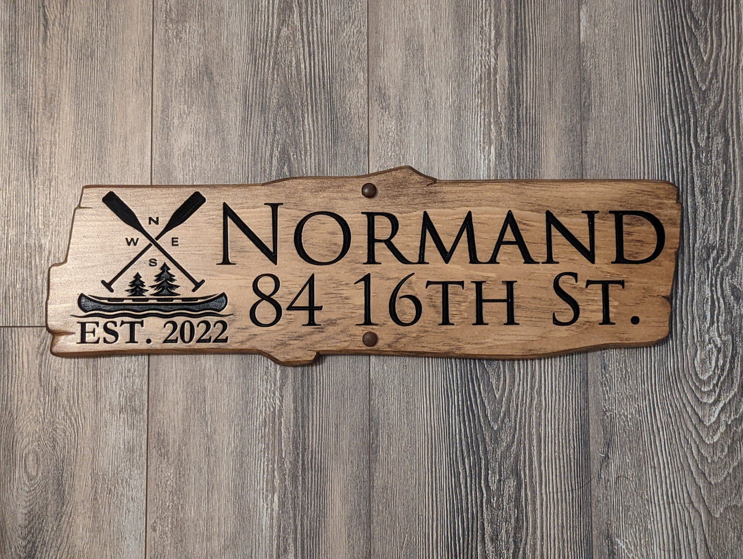 Wooden Engraved Rustic Sign - Style Two