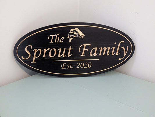 Personalized engraved wood sign 'The Sprout Family Est 2020'. Custom Established Date sign perfect as a housewarming gift or family name plaque.	